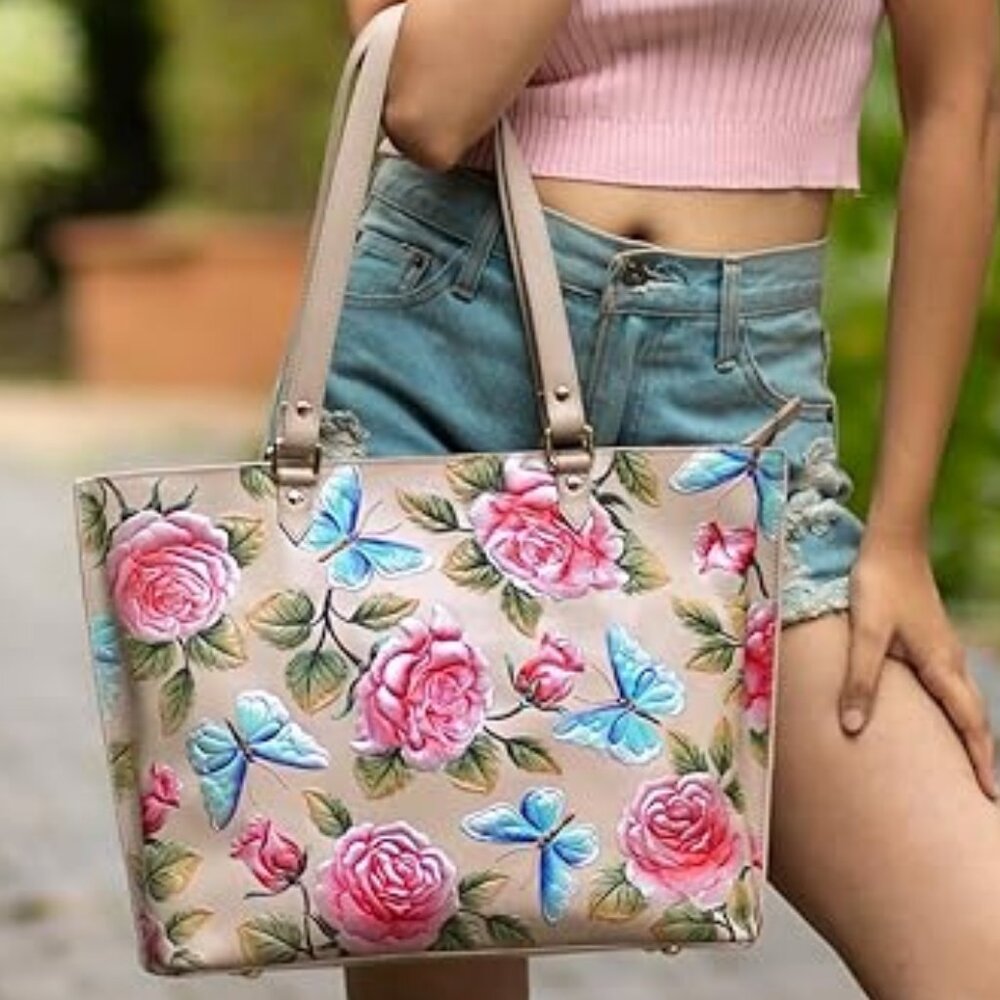 Anuschka Women's Original Hand-Painted Genuine Leather Medium Tote - Picture 7 of 7